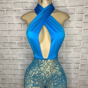 Custom Vivid Blue Rose Dress